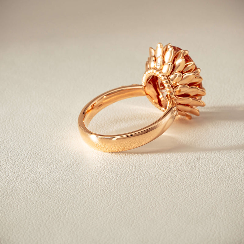 18ct Rose Gold 7.49ct Morganite Protea Ring - Ring - Walker & Hall