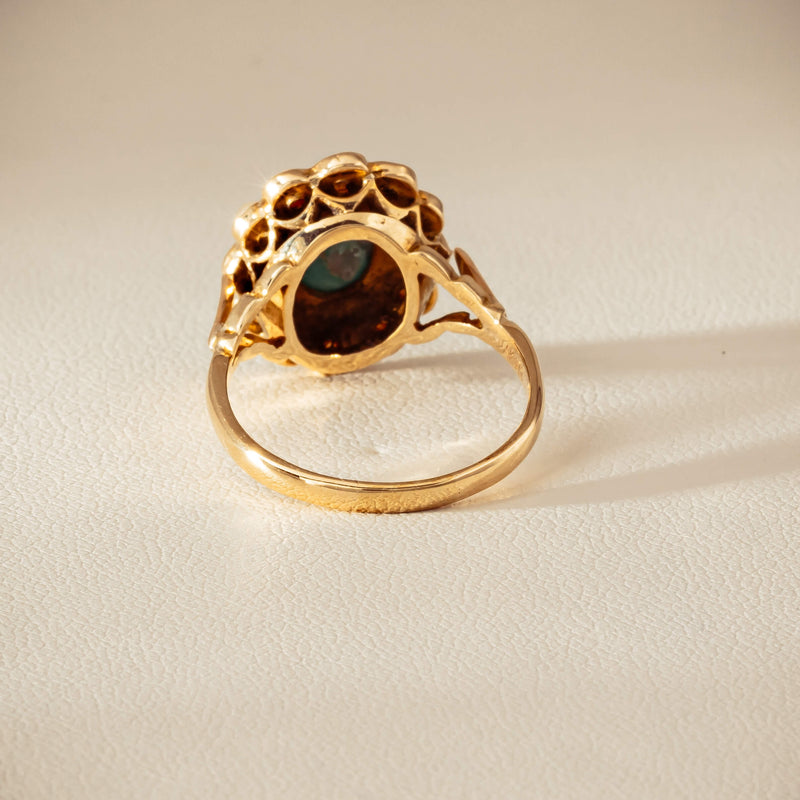 Deja Vu 9ct Yellow Gold Turquoise & Seed Pearl Ring - Ring - Walker & Hall