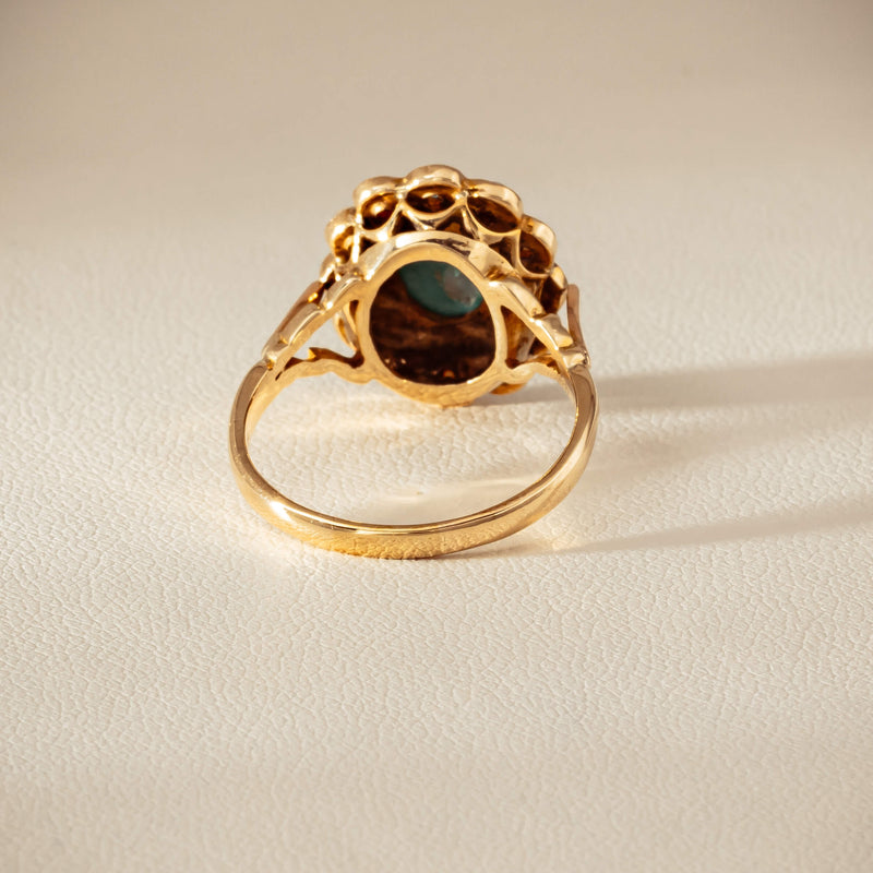 Deja Vu 9ct Yellow Gold Turquoise & Seed Pearl Ring - Ring - Walker & Hall