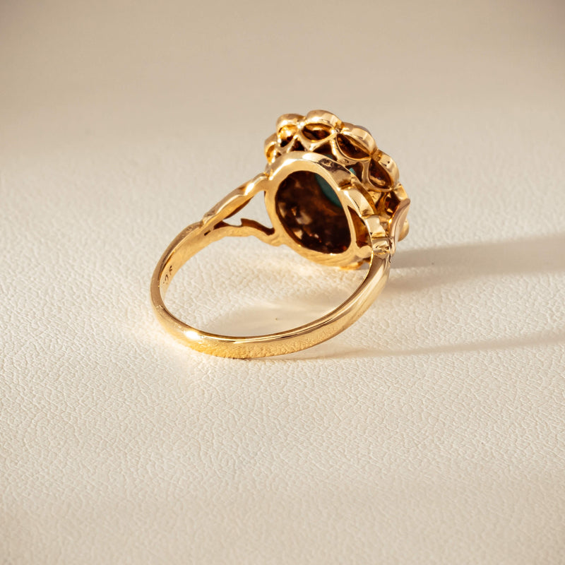 Deja Vu 9ct Yellow Gold Turquoise & Seed Pearl Ring - Ring - Walker & Hall
