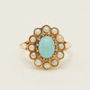 Deja Vu 9ct Yellow Gold Turquoise & Seed Pearl Ring - Ring - Walker & Hall