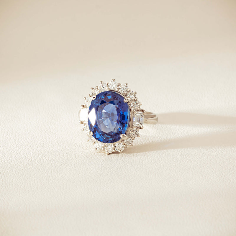 Deja Vu Platinum 7.96ct Sapphire & Diamond Cluster Ring - Ring - Walker & Hall