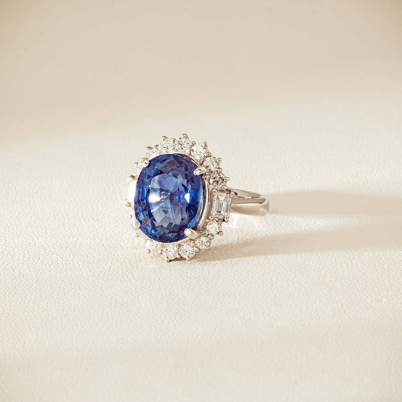 Deja Vu Platinum 7.96ct Sapphire & Diamond Cluster Ring - Ring - Walker & Hall