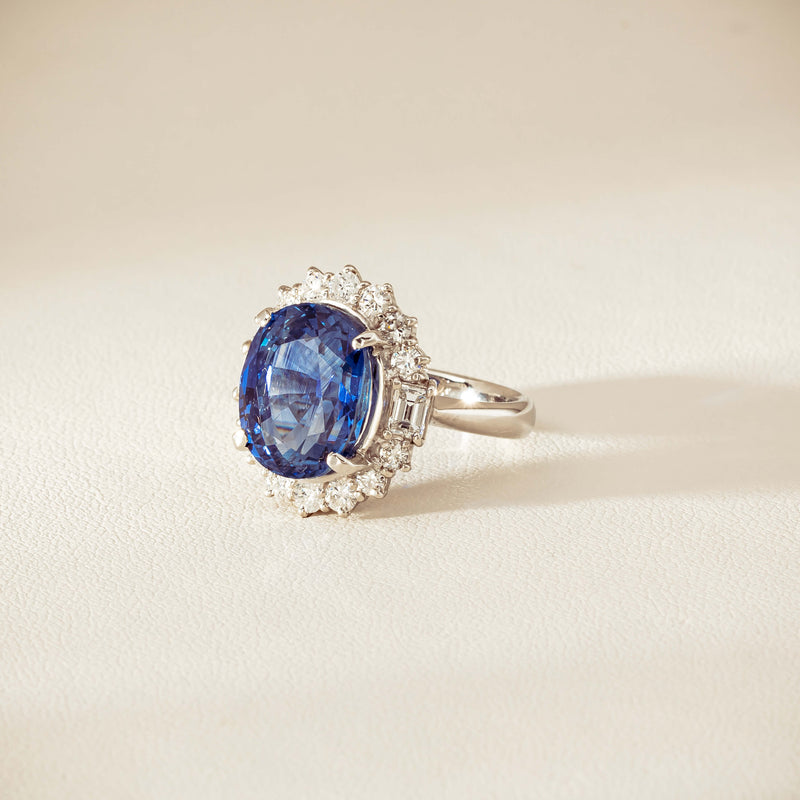 Deja Vu Platinum 7.96ct Sapphire & Diamond Cluster Ring - Ring - Walker & Hall
