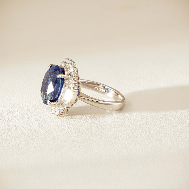 Deja Vu Platinum 7.96ct Sapphire & Diamond Cluster Ring - Ring - Walker & Hall