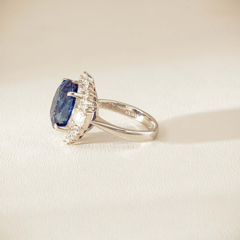 Deja Vu Platinum 7.96ct Sapphire & Diamond Cluster Ring - Ring - Walker & Hall