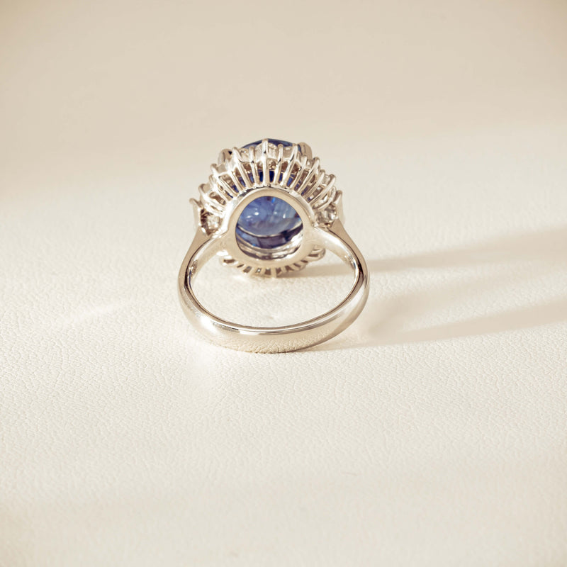 Deja Vu Platinum 7.96ct Sapphire & Diamond Cluster Ring - Ring - Walker & Hall