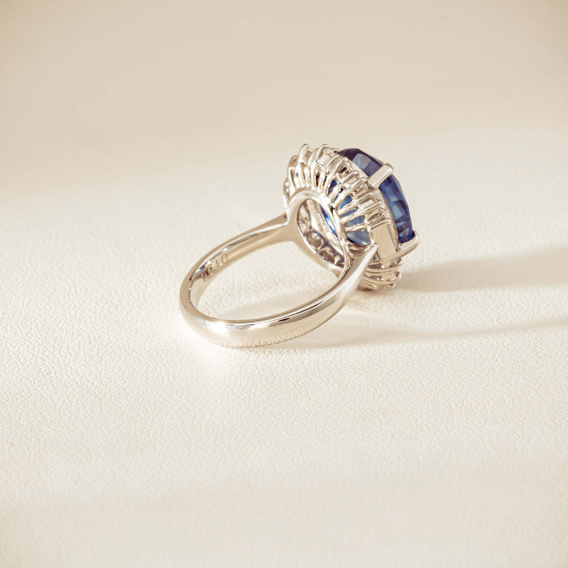 Deja Vu Platinum 7.96ct Sapphire & Diamond Cluster Ring - Ring - Walker & Hall