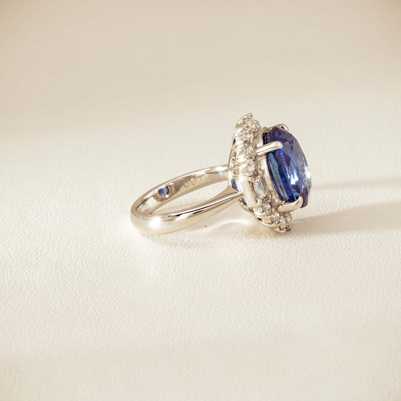 Deja Vu Platinum 7.96ct Sapphire & Diamond Cluster Ring - Ring - Walker & Hall