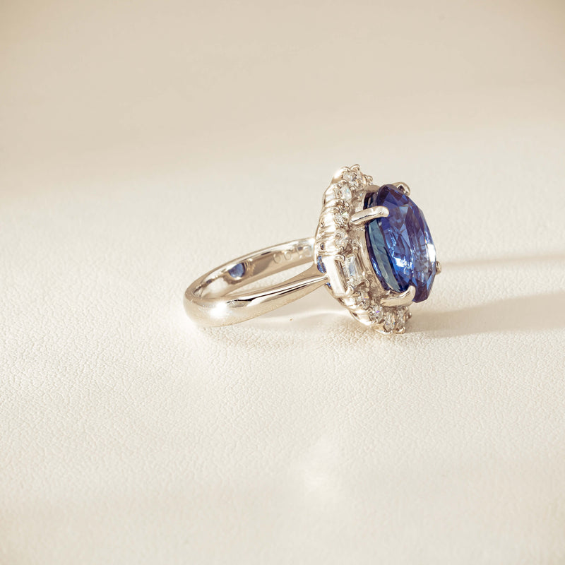 Deja Vu Platinum 7.96ct Sapphire & Diamond Cluster Ring - Ring - Walker & Hall