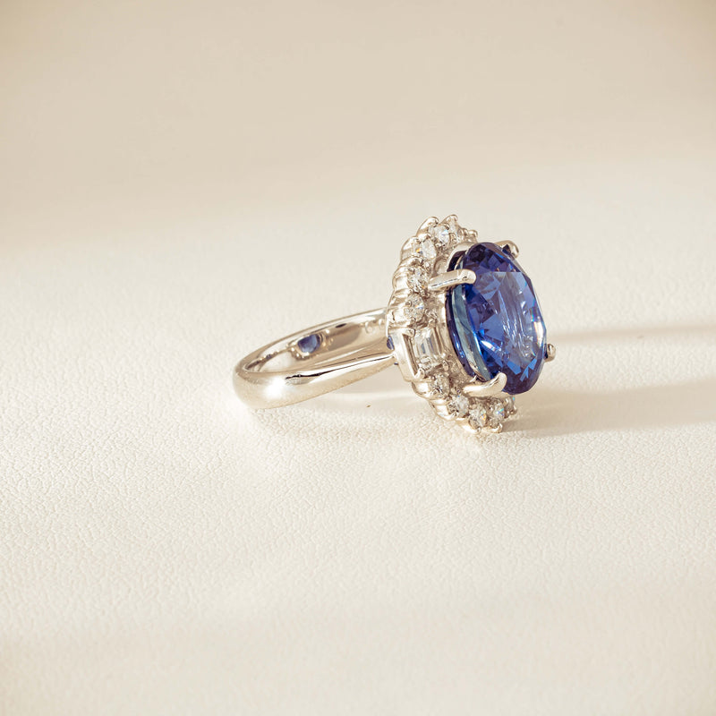 Deja Vu Platinum 7.96ct Sapphire & Diamond Cluster Ring - Ring - Walker & Hall