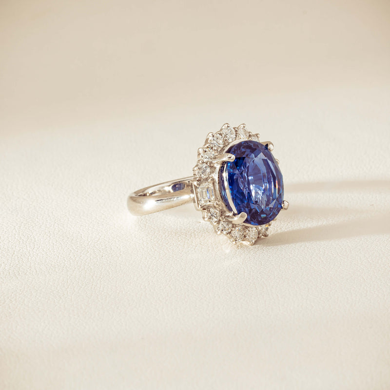 Deja Vu Platinum 7.96ct Sapphire & Diamond Cluster Ring - Ring - Walker & Hall