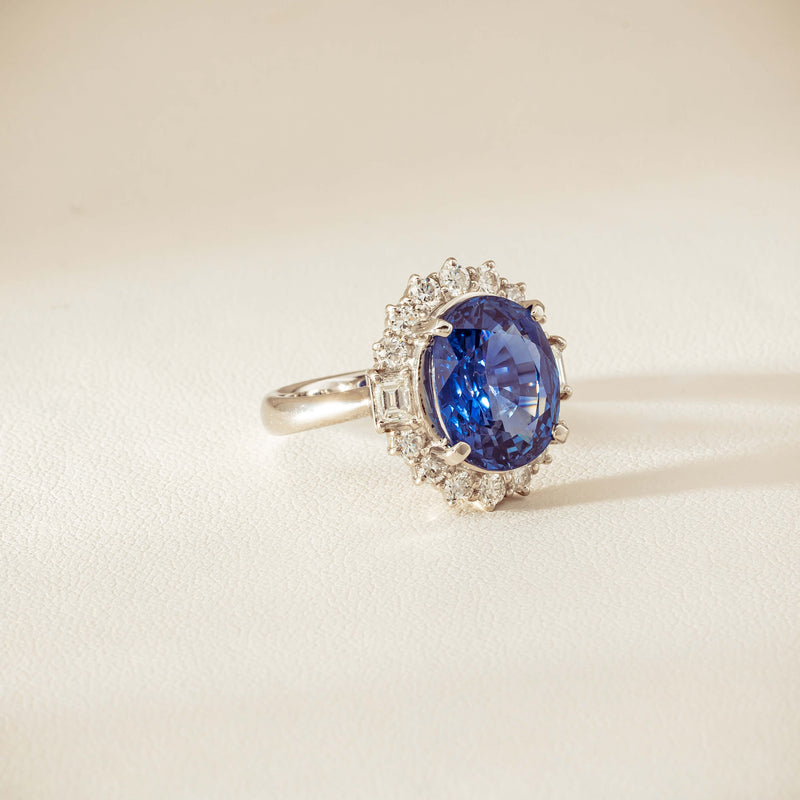 Deja Vu Platinum 7.96ct Sapphire & Diamond Cluster Ring - Ring - Walker & Hall