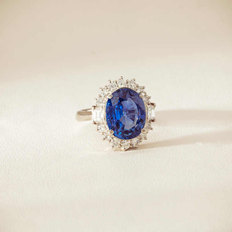Deja Vu Platinum 7.96ct Sapphire & Diamond Cluster Ring - Ring - Walker & Hall