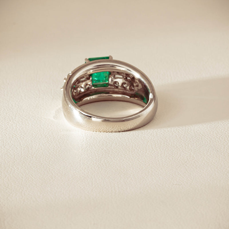 Deja Vu Platinum 1.43ct Emerald & Diamond Cluster Ring - Ring - Walker & Hall