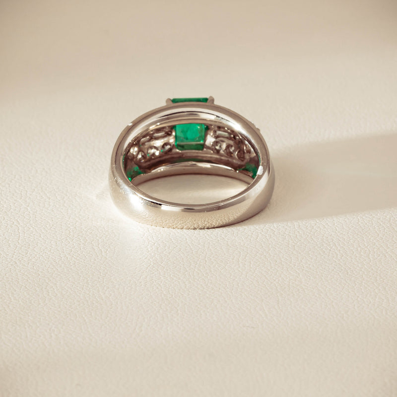 Deja Vu Platinum 1.43ct Emerald & Diamond Cluster Ring - Ring - Walker & Hall