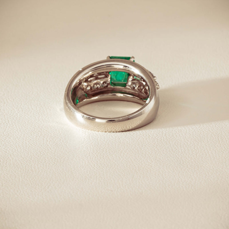 Deja Vu Platinum 1.43ct Emerald & Diamond Cluster Ring - Ring - Walker & Hall