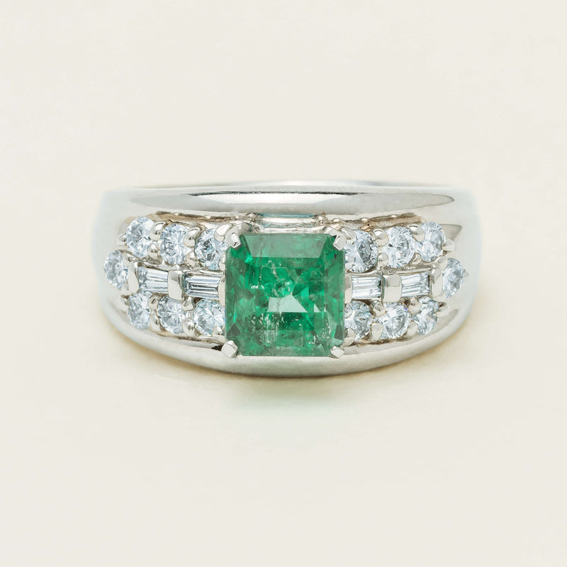 Deja Vu Platinum 1.43ct Emerald & Diamond Cluster Ring - Ring - Walker & Hall