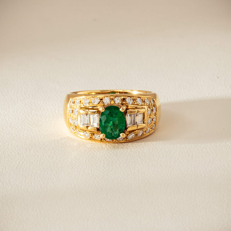 Deja Vu 18ct Yellow Gold .87ct Emerald & Diamond Ring - Ring - Walker & Hall