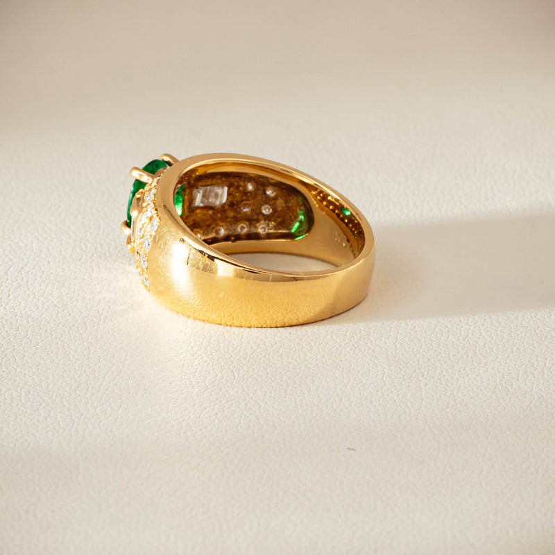 Deja Vu 18ct Yellow Gold .87ct Emerald & Diamond Ring - Ring - Walker & Hall