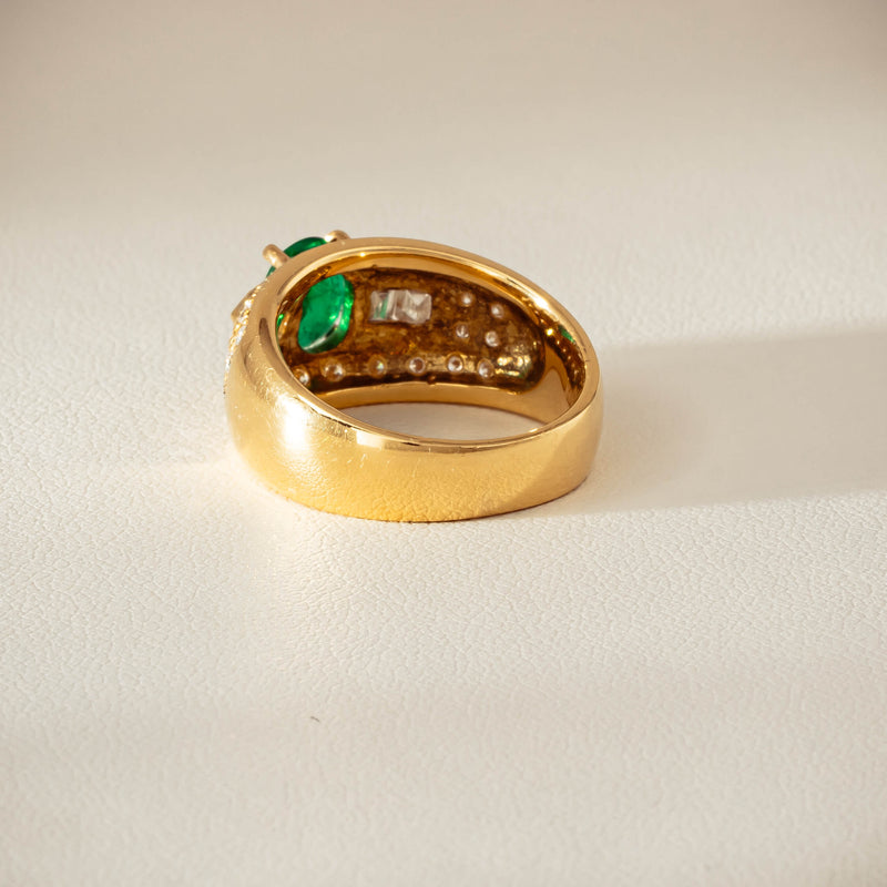 Deja Vu 18ct Yellow Gold .87ct Emerald & Diamond Ring - Ring - Walker & Hall