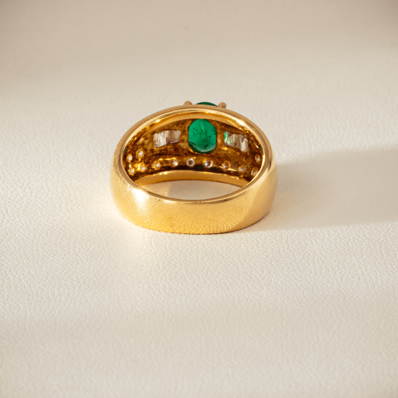 Deja Vu 18ct Yellow Gold .87ct Emerald & Diamond Ring - Ring - Walker & Hall