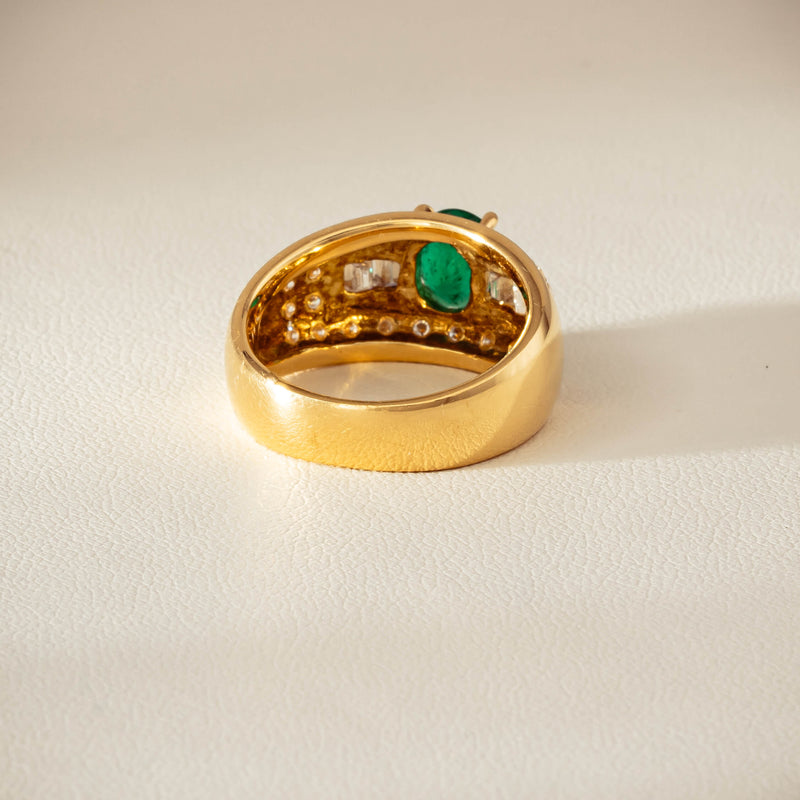 Deja Vu 18ct Yellow Gold .87ct Emerald & Diamond Ring - Ring - Walker & Hall