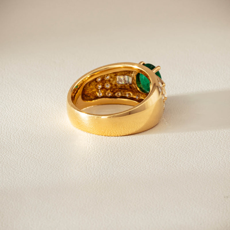 Deja Vu 18ct Yellow Gold .87ct Emerald & Diamond Ring - Ring - Walker & Hall