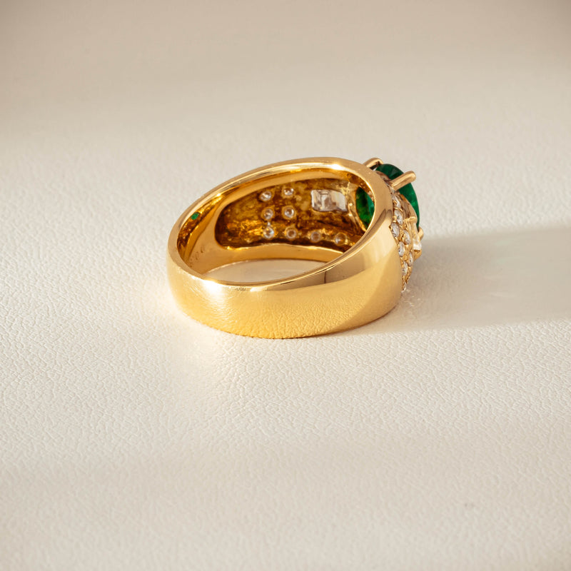 Deja Vu 18ct Yellow Gold .87ct Emerald & Diamond Ring - Ring - Walker & Hall