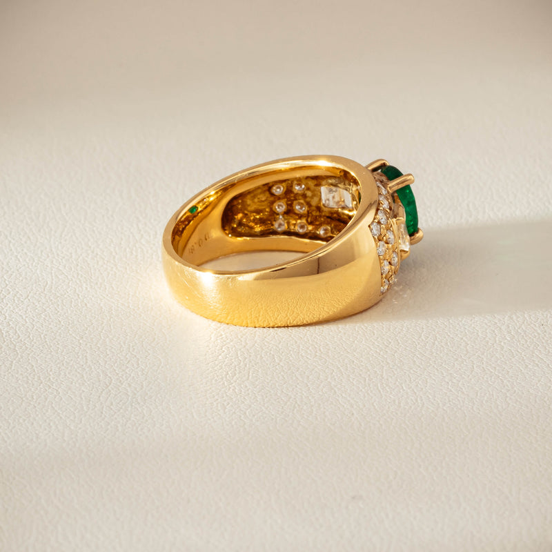 Deja Vu 18ct Yellow Gold .87ct Emerald & Diamond Ring - Ring - Walker & Hall
