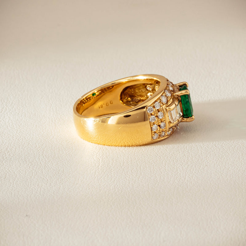 Deja Vu 18ct Yellow Gold .87ct Emerald & Diamond Ring - Ring - Walker & Hall