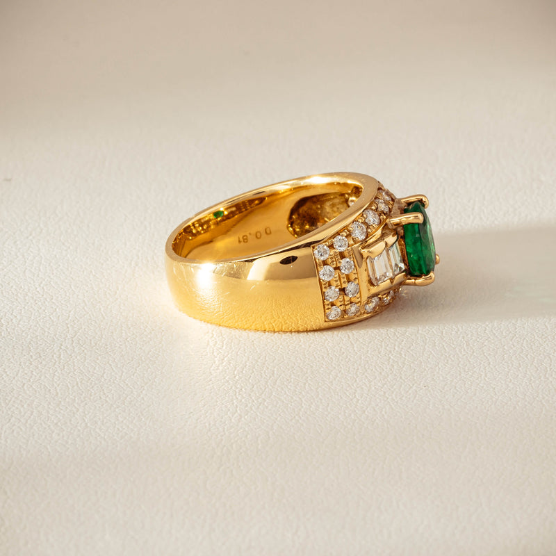 Deja Vu 18ct Yellow Gold .87ct Emerald & Diamond Ring - Ring - Walker & Hall