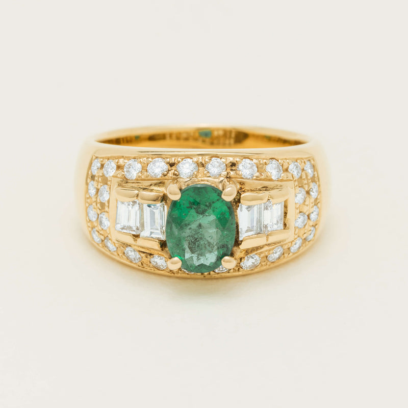 Deja Vu 18ct Yellow Gold .87ct Emerald & Diamond Ring - Ring - Walker & Hall