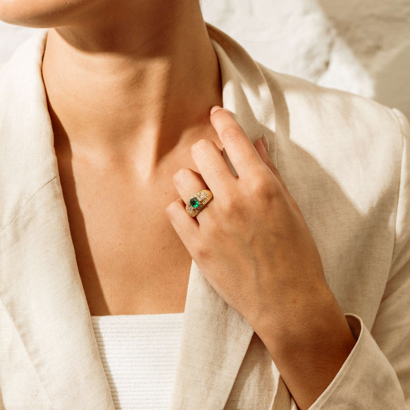 Deja Vu 18ct Yellow Gold .87ct Emerald & Diamond Ring - Ring - Walker & Hall