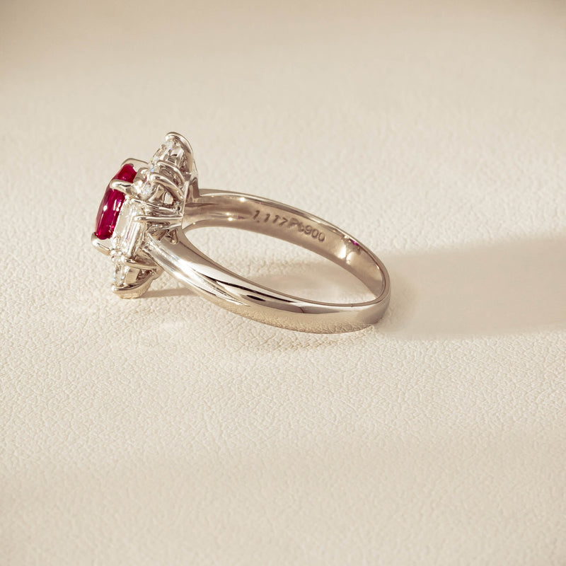 Deja Vu Platinum 1.11ct Ruby & Diamond Cluster Ring - Ring - Walker & Hall