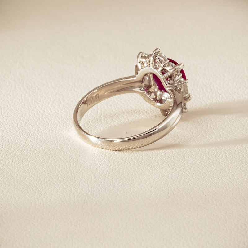 Deja Vu Platinum 1.11ct Ruby & Diamond Cluster Ring - Ring - Walker & Hall