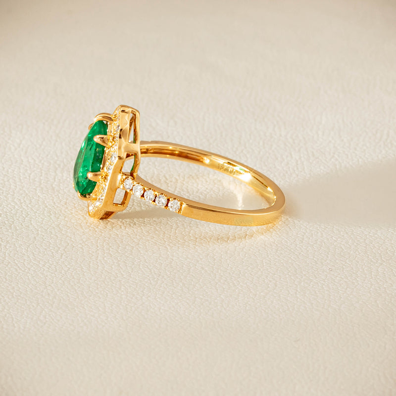 Deja Vu 18ct Yellow Gold 1.22ct Emerald & Diamond Ring - Ring - Walker & Hall