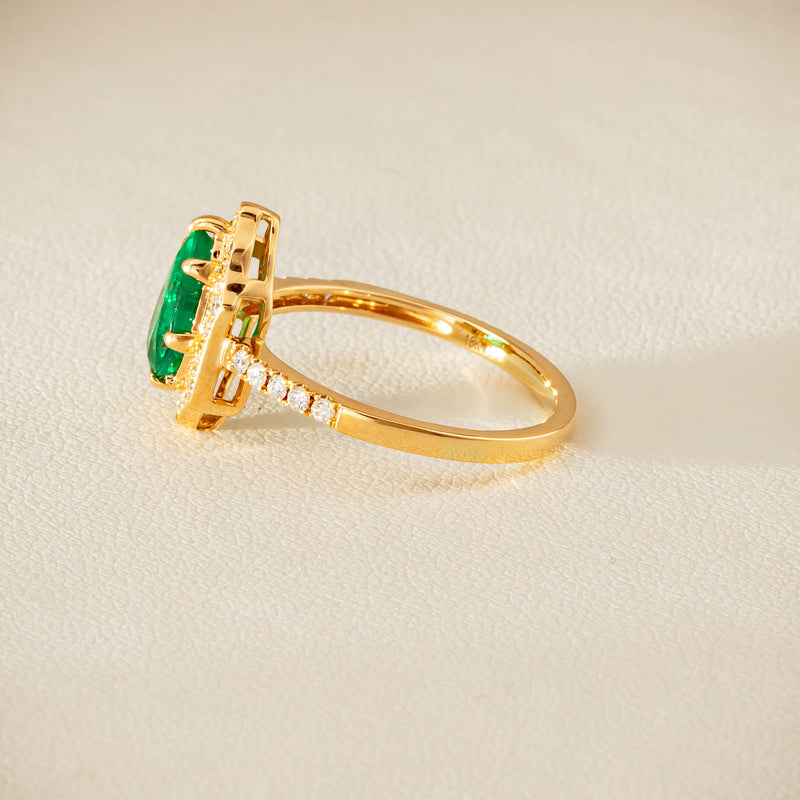 Deja Vu 18ct Yellow Gold 1.22ct Emerald & Diamond Ring - Ring - Walker & Hall