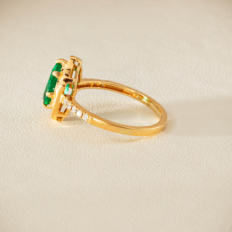 Deja Vu 18ct Yellow Gold 1.22ct Emerald & Diamond Ring - Ring - Walker & Hall