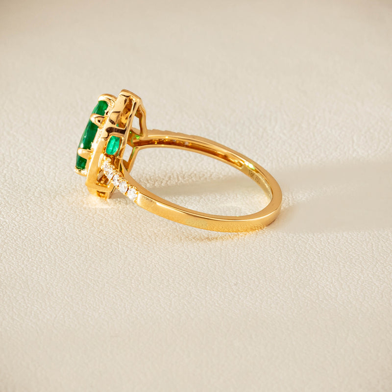 Deja Vu 18ct Yellow Gold 1.22ct Emerald & Diamond Ring - Ring - Walker & Hall