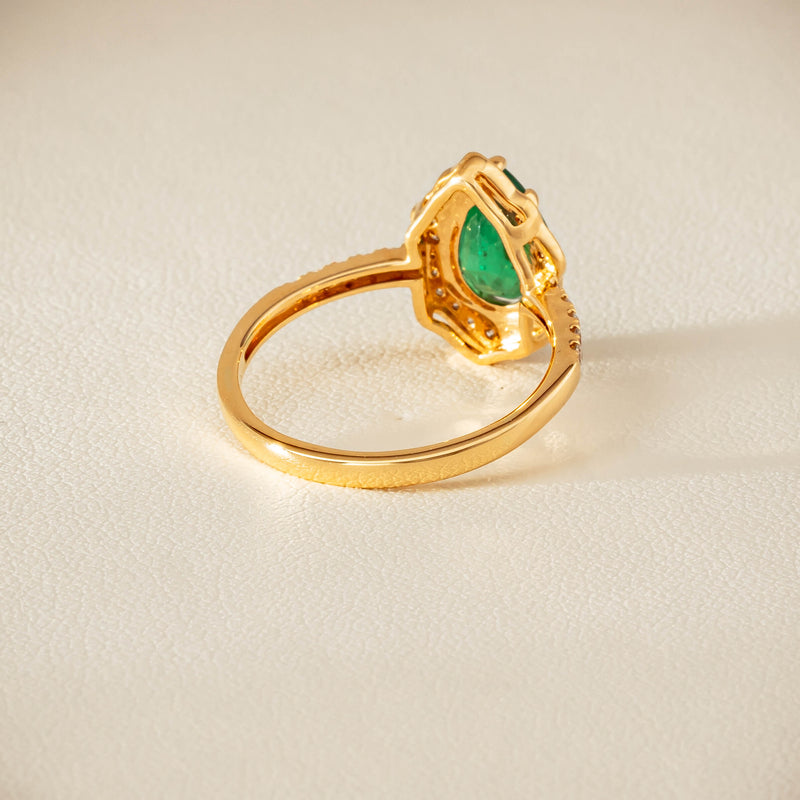 Deja Vu 18ct Yellow Gold 1.22ct Emerald & Diamond Ring - Ring - Walker & Hall