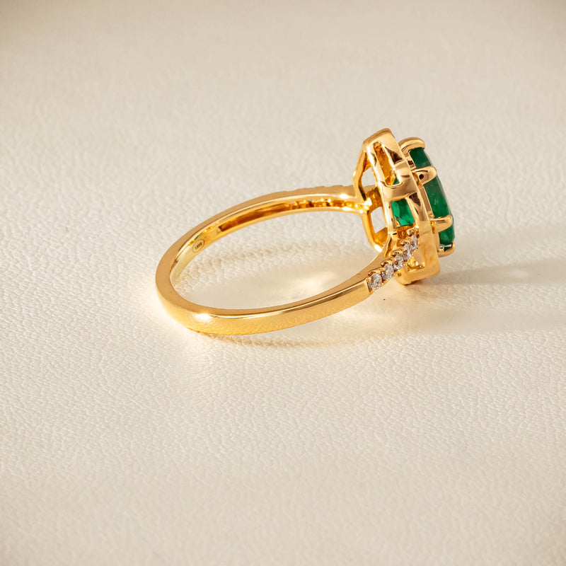 Deja Vu 18ct Yellow Gold 1.22ct Emerald & Diamond Ring - Ring - Walker & Hall