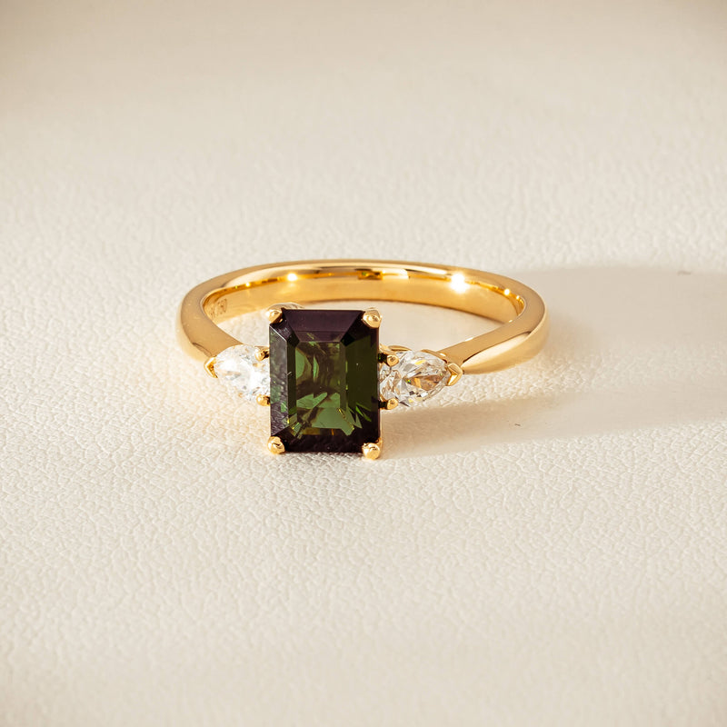 18ct Yellow Gold 1.43ct Green Tourmaline & Diamond Ayla Ring - Ring - Walker & Hall