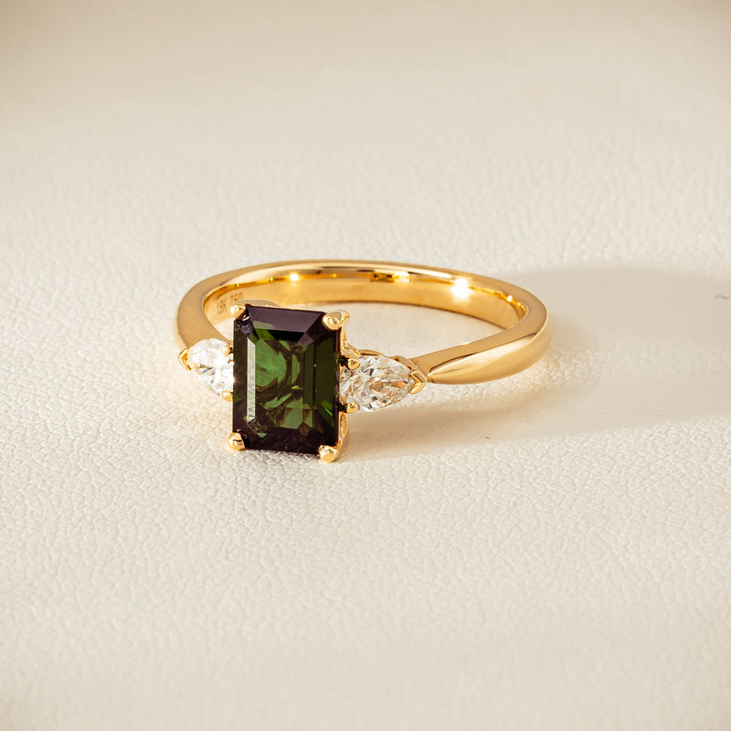 18ct Yellow Gold 1.43ct Green Tourmaline & Diamond Ayla Ring - Ring - Walker & Hall
