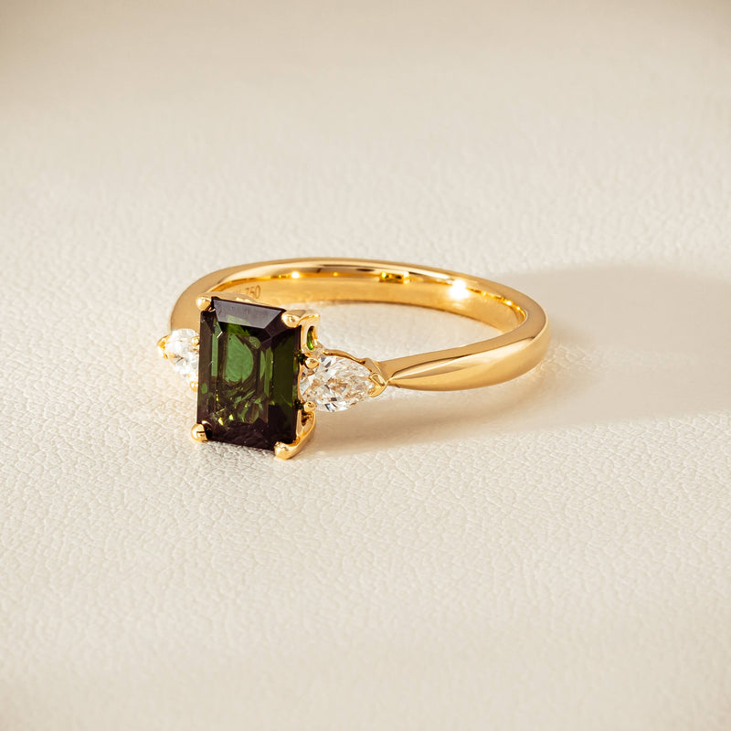 18ct Yellow Gold 1.43ct Green Tourmaline & Diamond Ayla Ring - Ring - Walker & Hall