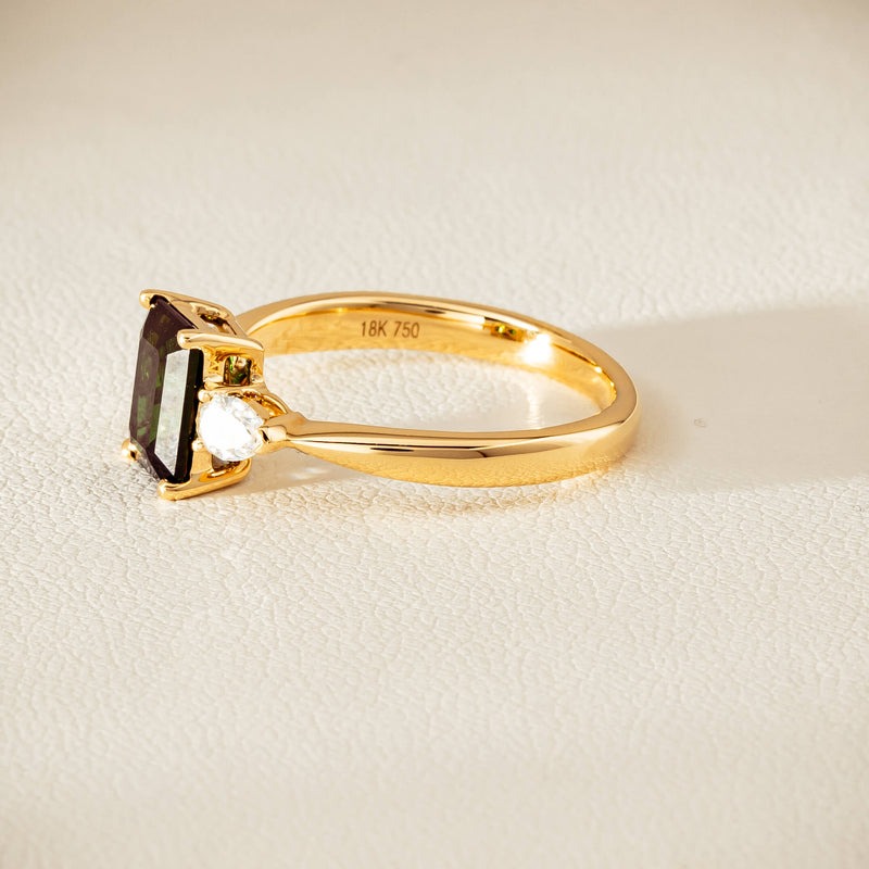 18ct Yellow Gold 1.43ct Green Tourmaline & Diamond Ayla Ring - Ring - Walker & Hall