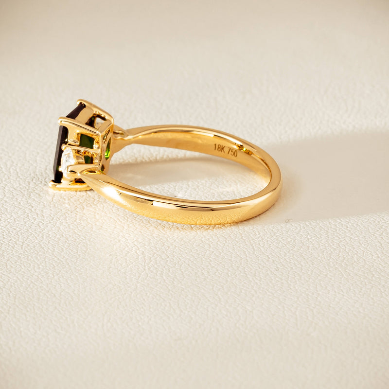 18ct Yellow Gold 1.43ct Green Tourmaline & Diamond Ayla Ring - Ring - Walker & Hall
