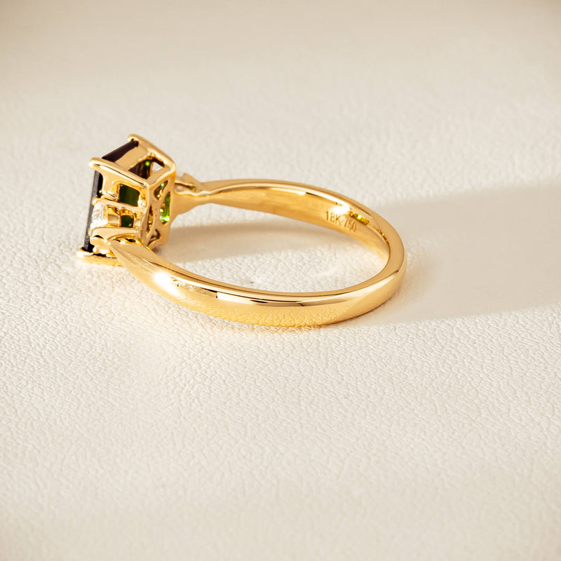 18ct Yellow Gold 1.43ct Green Tourmaline & Diamond Ayla Ring - Ring - Walker & Hall