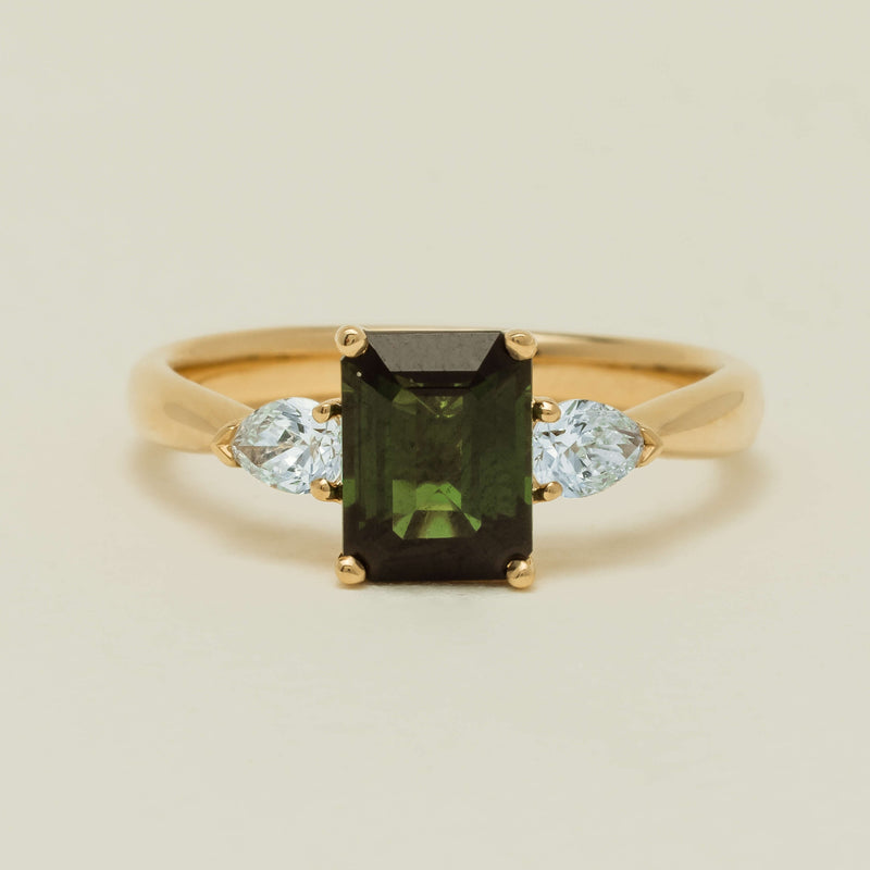 18ct Yellow Gold 1.43ct Green Tourmaline & Diamond Ayla Ring - Ring - Walker & Hall