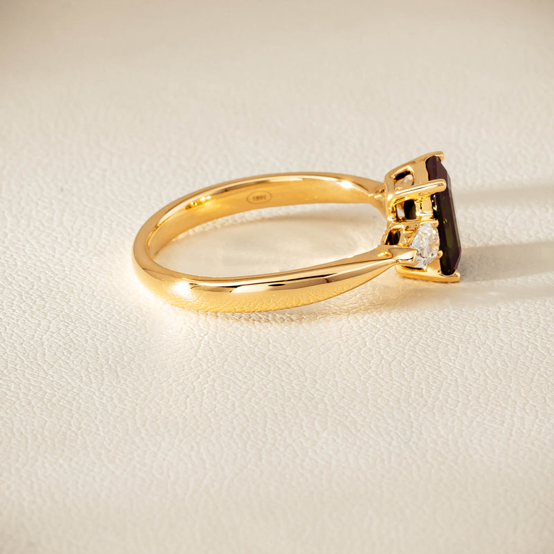 18ct Yellow Gold 1.43ct Green Tourmaline & Diamond Ayla Ring - Ring - Walker & Hall